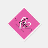 Serviette En Papier Minimal Elegant Heart sur rose chaud (Coin)