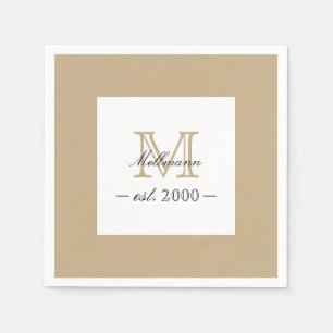 Serviette En Papier Minimal Élégant Monogramme Famille Année de Créati
