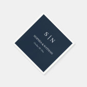 Serviette En Papier Minimal et chic | Bleu et blanc de la marine (Coin)