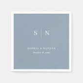 Serviette En Papier Minimal et chic | Dusty Blue Mariage (Devant)