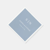 Serviette En Papier Minimal et chic | Mariage bleu et blanc Dusty (Coin)