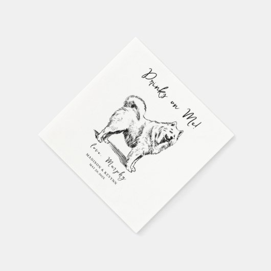 Serviette En Papier Minimal et chic | Mariage de chien serviettes (Coin)