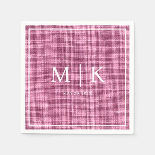 Serviette En Papier Minimal et chic | Mariage de tissu Denim rose (Devant)