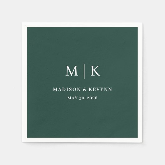 Serviette En Papier Minimal et chic | Mariage noir et blanc (Devant)