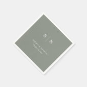 Serviette En Papier Minimal et chic | Mariage vert Sage (Coin)