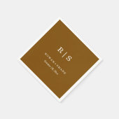 Serviette En Papier Minimal et chic | Napkin Mariage Brown avec blanc (Coin)