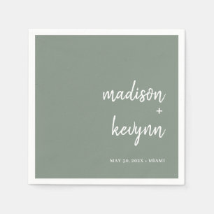 Serviette En Papier Minimal et chic Serviettes Mariage vertes