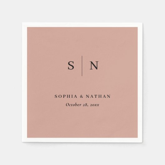 Serviette En Papier Minimal et chic | Terracotta et Mariage noir (Devant)