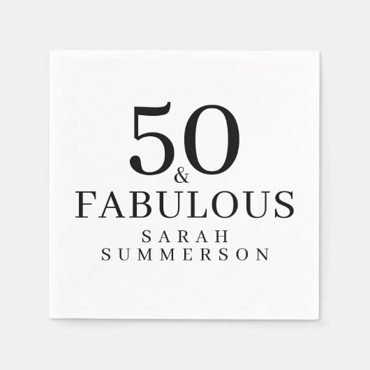 Serviette En Papier Minimal Fifty and Fabulous 50th Birthday Party (Devant)