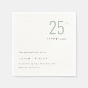 Serviette En Papier Minimal Gras Bleu Dusky Chaque année Anniversaire