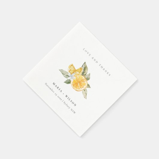 Serviette En Papier Minimal Lemon Botanical Boho Love Merci Mariage (Coin)