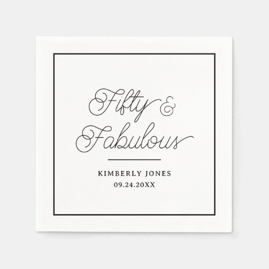 Serviette En Papier Minimal Modern Fifty & Fabulous 50th Birthday (Devant)