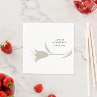 Serviette En Papier Minimal Modern Wedding  Neutral Greige Floral