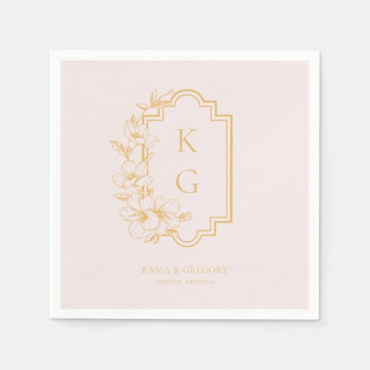 Serviette En Papier Minimal moderne | Mariage de monogramme (Devant)
