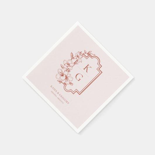 Serviette En Papier Minimal moderne | Mariage de monogramme (Coin)