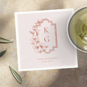 Serviette En Papier Minimal moderne   Mariage de monogramme
