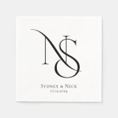 Serviette En Papier Minimal moderne | Monogramme Mariage (Devant)