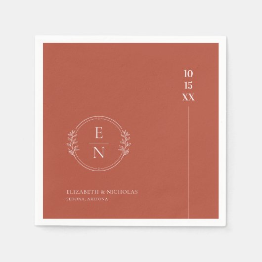 Serviette En Papier Minimal moderne | Serviettes Mariage Monogrammes (Devant)