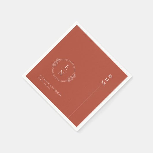 Serviette En Papier Minimal moderne | Serviettes Mariage Monogrammes (Coin)