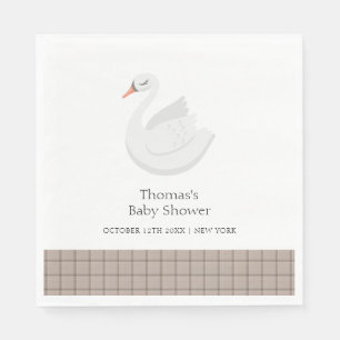 Serviette En Papier Minimal moderne Swan Plaid En vichy Baby shower ga