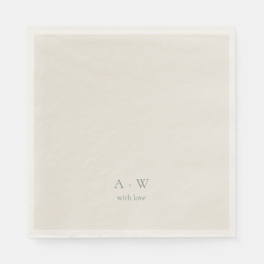 Serviette En Papier Minimal Monogram Wedding Napkins – with Love (Devant)