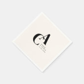 Serviette En Papier Minimal, Monogramme, Beige, Mariage (Coin)