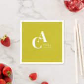 Serviette En Papier Minimal, Monogramme, Limette, Mariage (En situation)