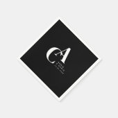 Serviette En Papier Minimal, Monogramme, Noir, Mariage (Coin)
