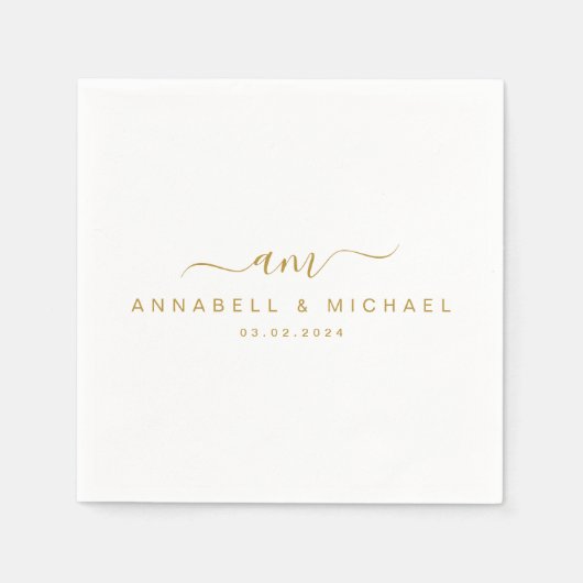 Serviette En Papier Minimal, Monogramme, Police d'écriture manuscrite, (Devant)