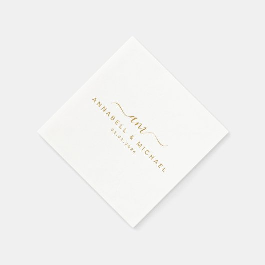 Serviette En Papier Minimal, Monogramme, Police d'écriture manuscrite, (Coin)