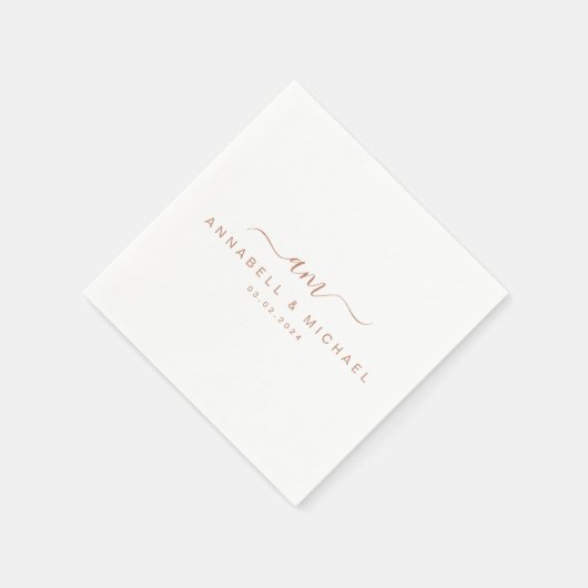 Serviette En Papier Minimal, Monogramme, Police d'écriture manuscrite, (Coin)