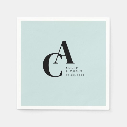 Serviette En Papier Minimal, Monogramme, Police d'écriture manuscrite, (Devant)