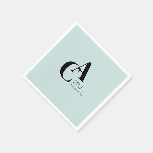 Serviette En Papier Minimal, Monogramme, Police d'écriture manuscrite, (Coin)