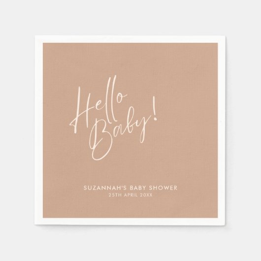Serviette En Papier Minimal Neutral Modern Baby Shower (Devant)