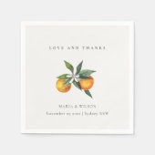 Serviette En Papier Minimal Orange Botanique Aimer Merci Mariage (Devant)
