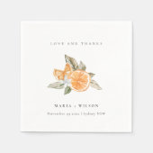 Serviette En Papier Minimal Orange Botanique Aimer Merci Mariage (Devant)