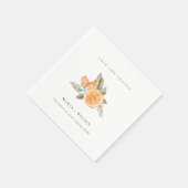 Serviette En Papier Minimal Orange Botanique Aimer Merci Mariage (Coin)