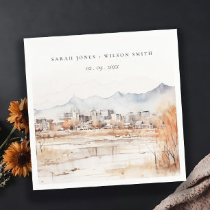 Serviette En Papier Minimal Salt Lake City Utah Watercolor Mariage