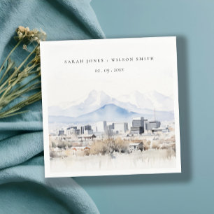 Serviette En Papier Minimal Salt Lake City Utah Watercolor Mariage