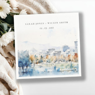 Serviette En Papier Minimal San Jose, California Watercolor Mariage