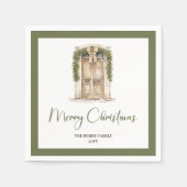 Serviette En Papier Minimal Script Christmas Door Family Name Napkins (Devant)