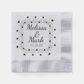Serviette En Papier Minimal Simple Coeurs Noirs Main Tirée Argent (Devant)
