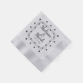 Serviette En Papier Minimal Simple Coeurs Noirs Main Tirée Argent (Coin)