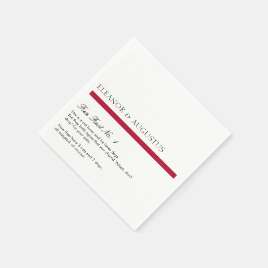 Serviette En Papier Minimal simple rouge moderne Fun Facts Mariage (Coin)
