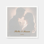 Serviette En Papier Minimal simple superposition photo mariage romanti (Devant)