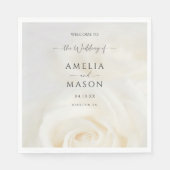 Serviette En Papier Minimal White Rose Elegant Script Wedding Welcome (Devant)