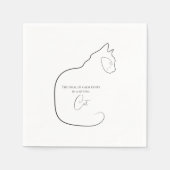 Serviette En Papier Minimalisme assis chat noir et blanc (Devant)