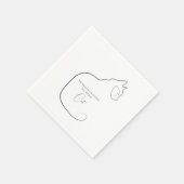Serviette En Papier Minimalisme assis chat noir et blanc (Coin)