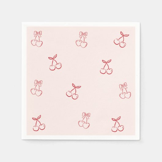 Serviette En Papier Minimalisme de contour de cerise (Devant)
