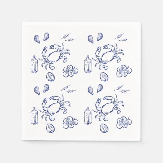 Serviette En Papier Minimalisme de fruits de mer (Devant)
